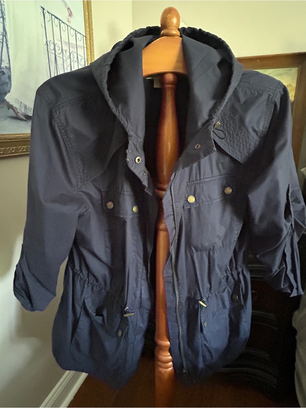 Michael Kors Women’s Navy Hooded Field Jacket Sz L